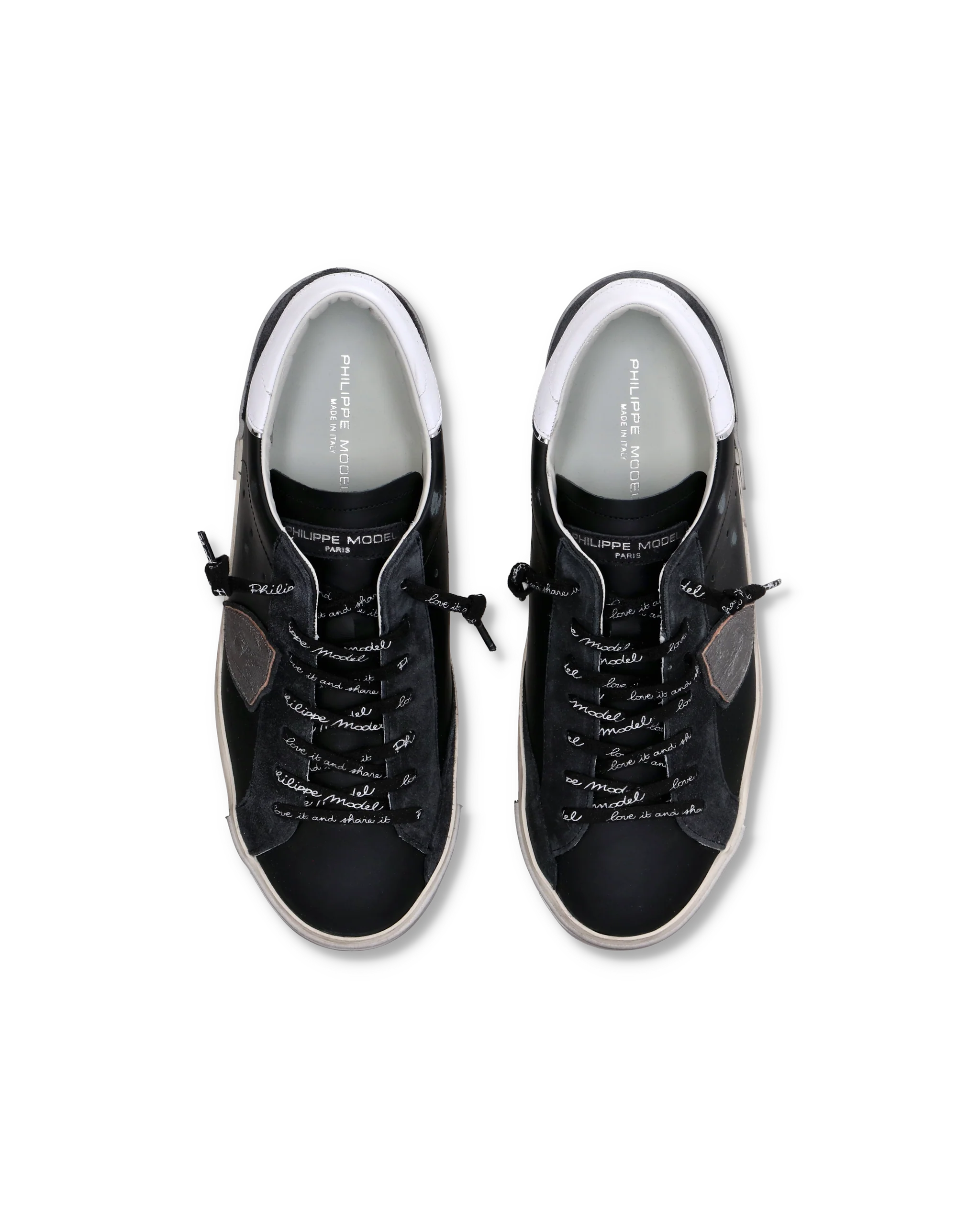 Men's Prsx Low-Top Sneakers in Leather, Black Silver - Image 4