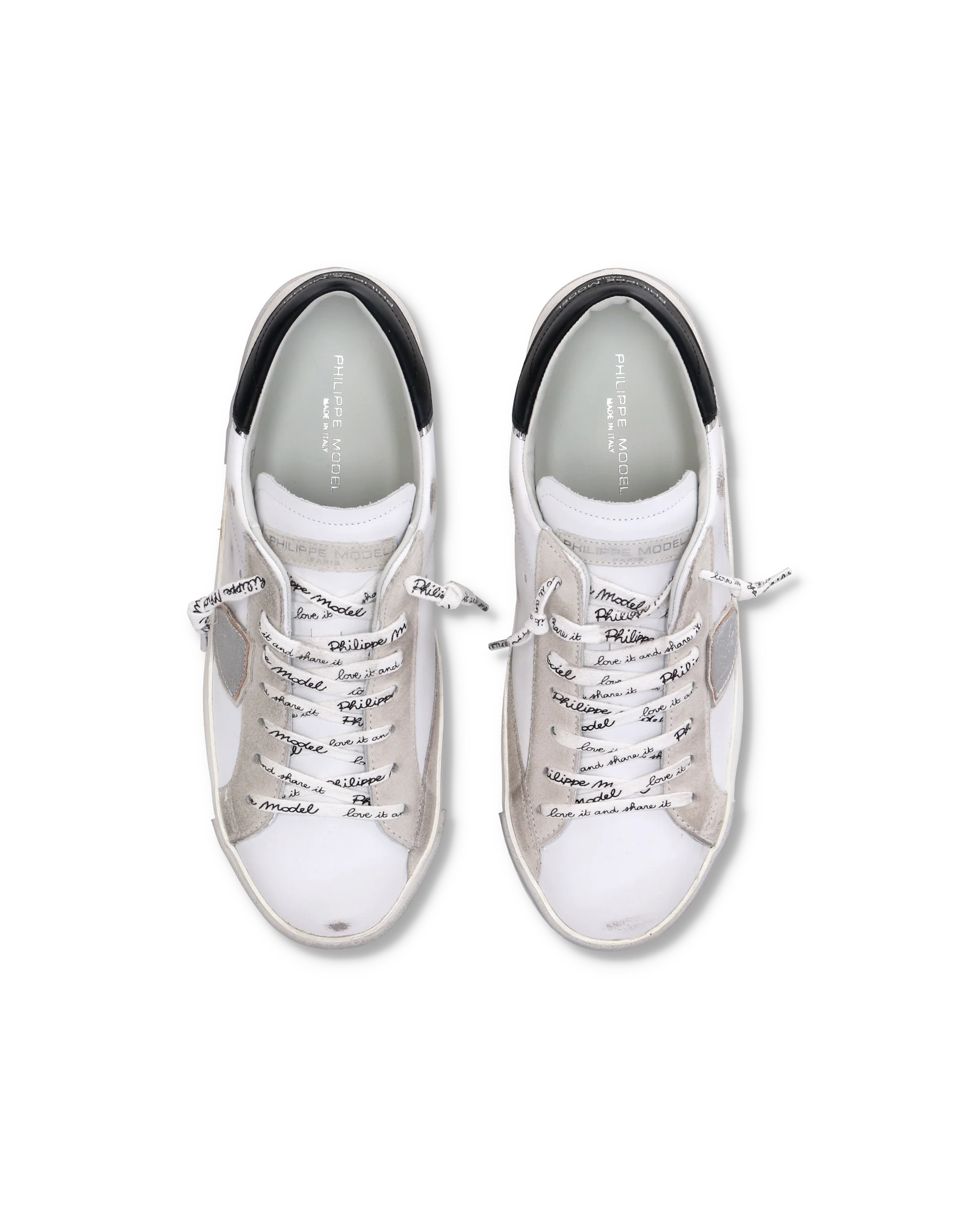 Men's Prsx Low-Top Sneakers in Leather, Silver White - Image 4