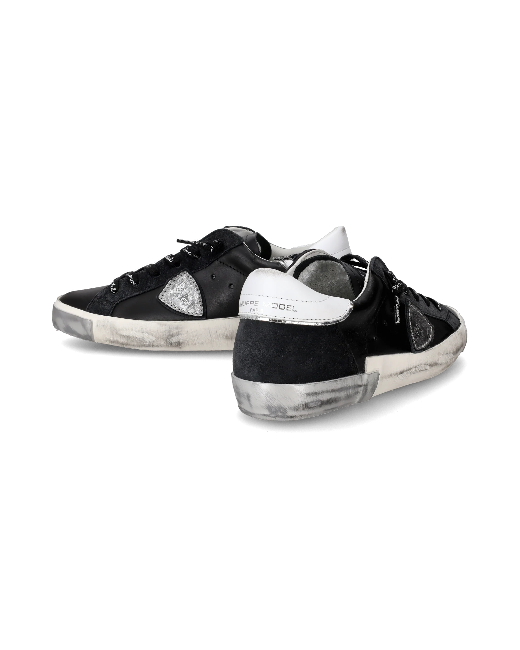Women's Prsx Low-Top Sneakers in Leather, Black Silver - Image 6