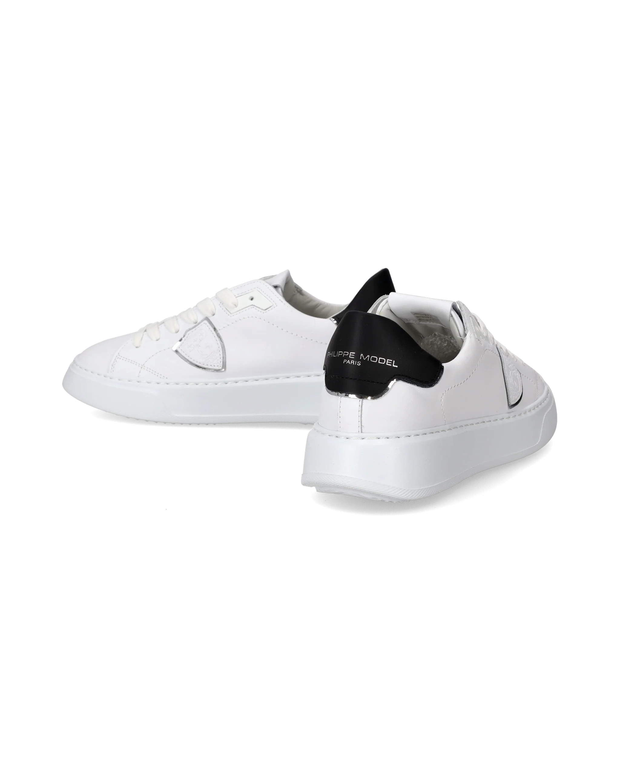 Women's Temple Low-Top Sneakers in Leather, White Black - Image 6