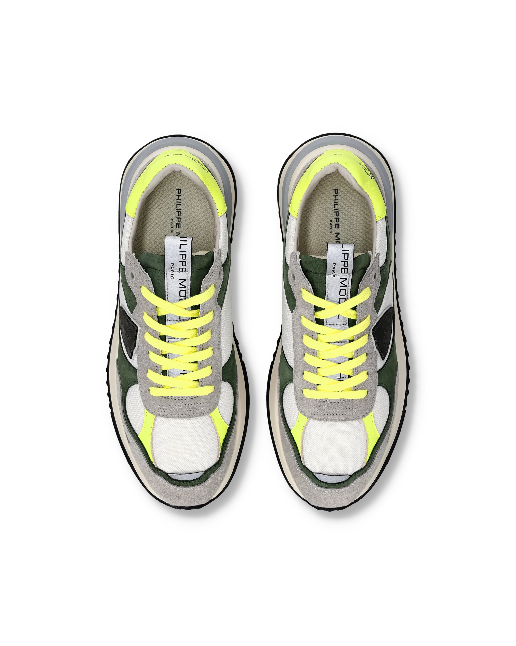 Sneakers Olympique Men, White Green Neon Yellow - Image 4