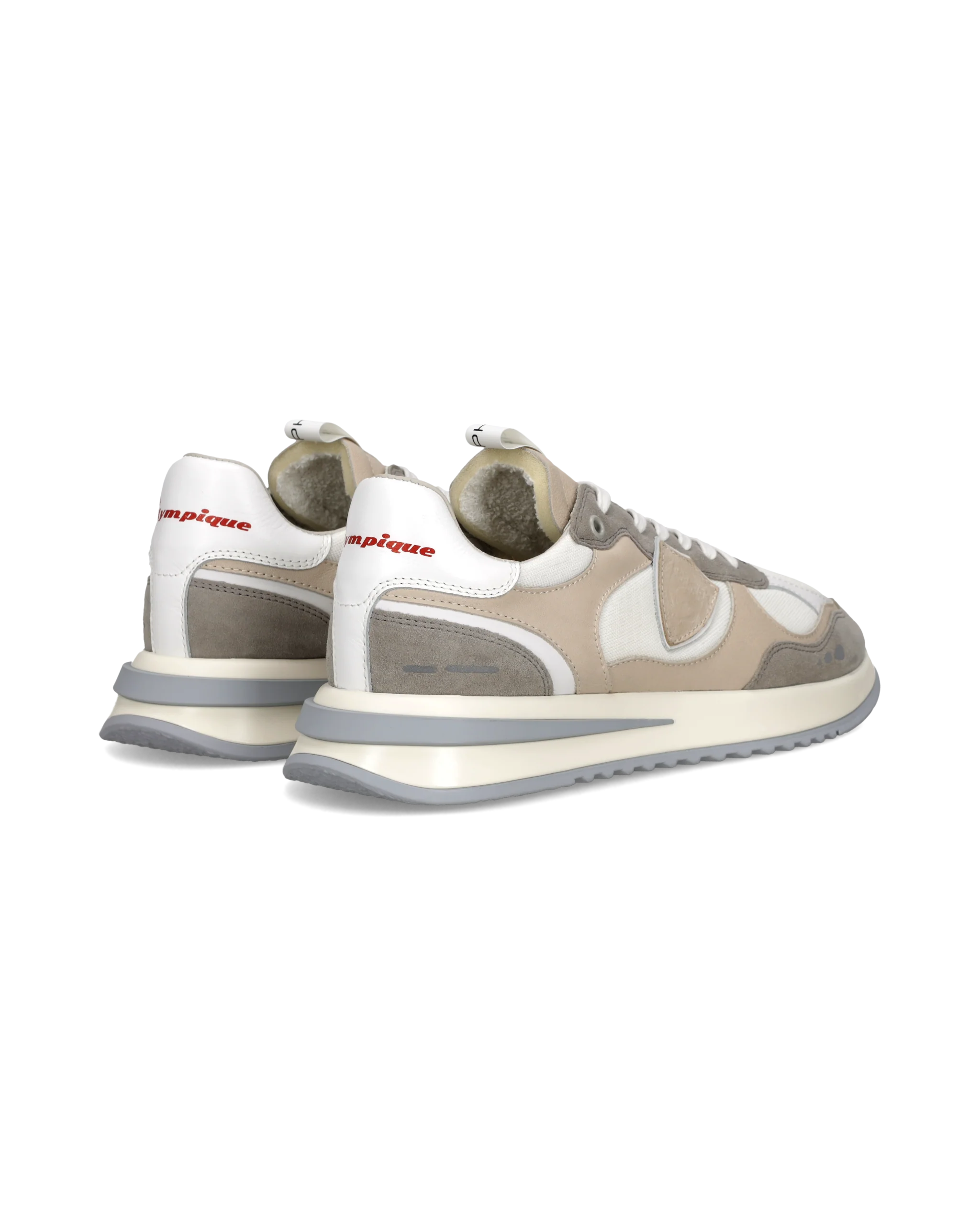 Sneaker Olympique Men, White Grey Beige - Image 3