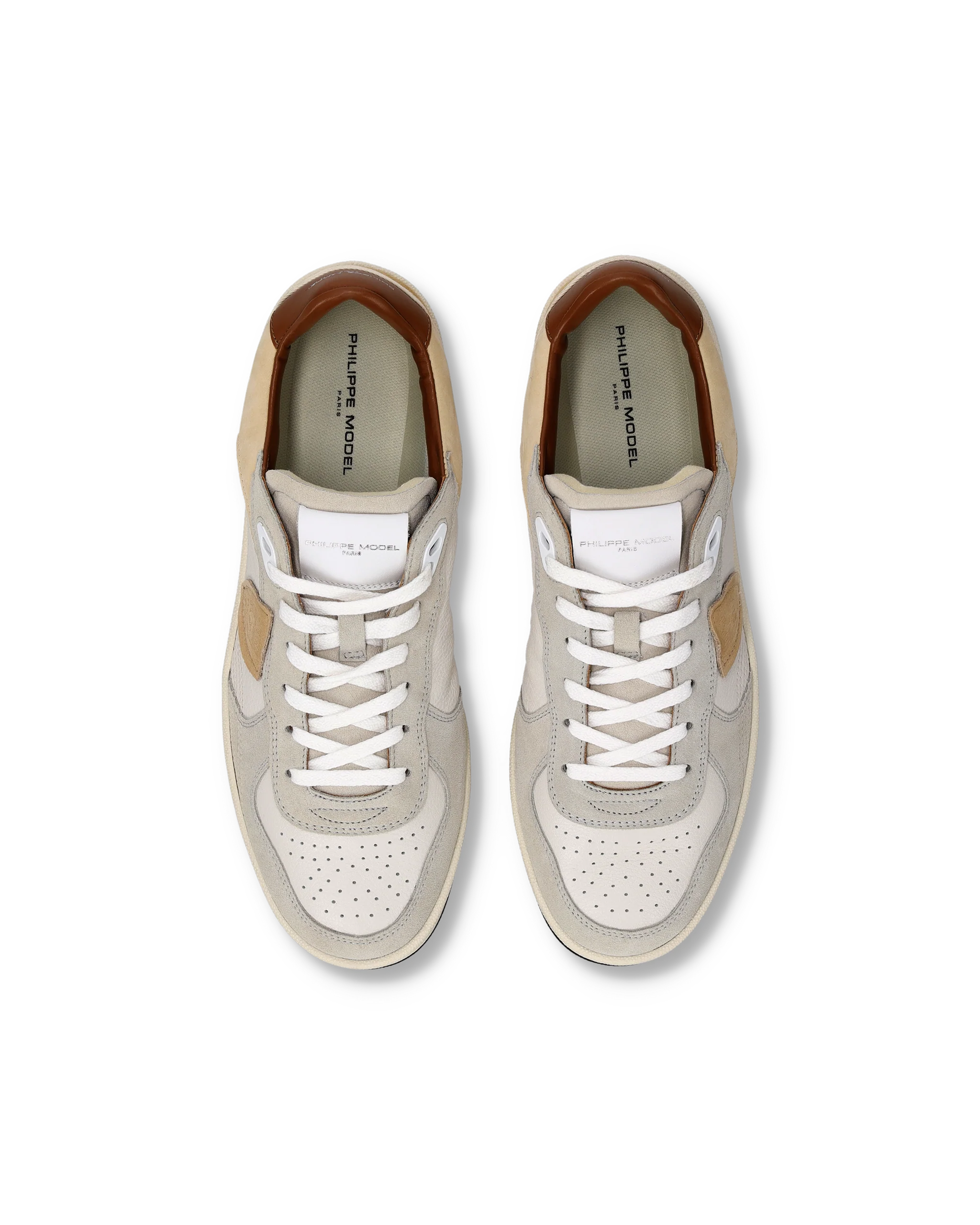 Sneakers Pgal Men, Milk White Beige Brown - Image 4
