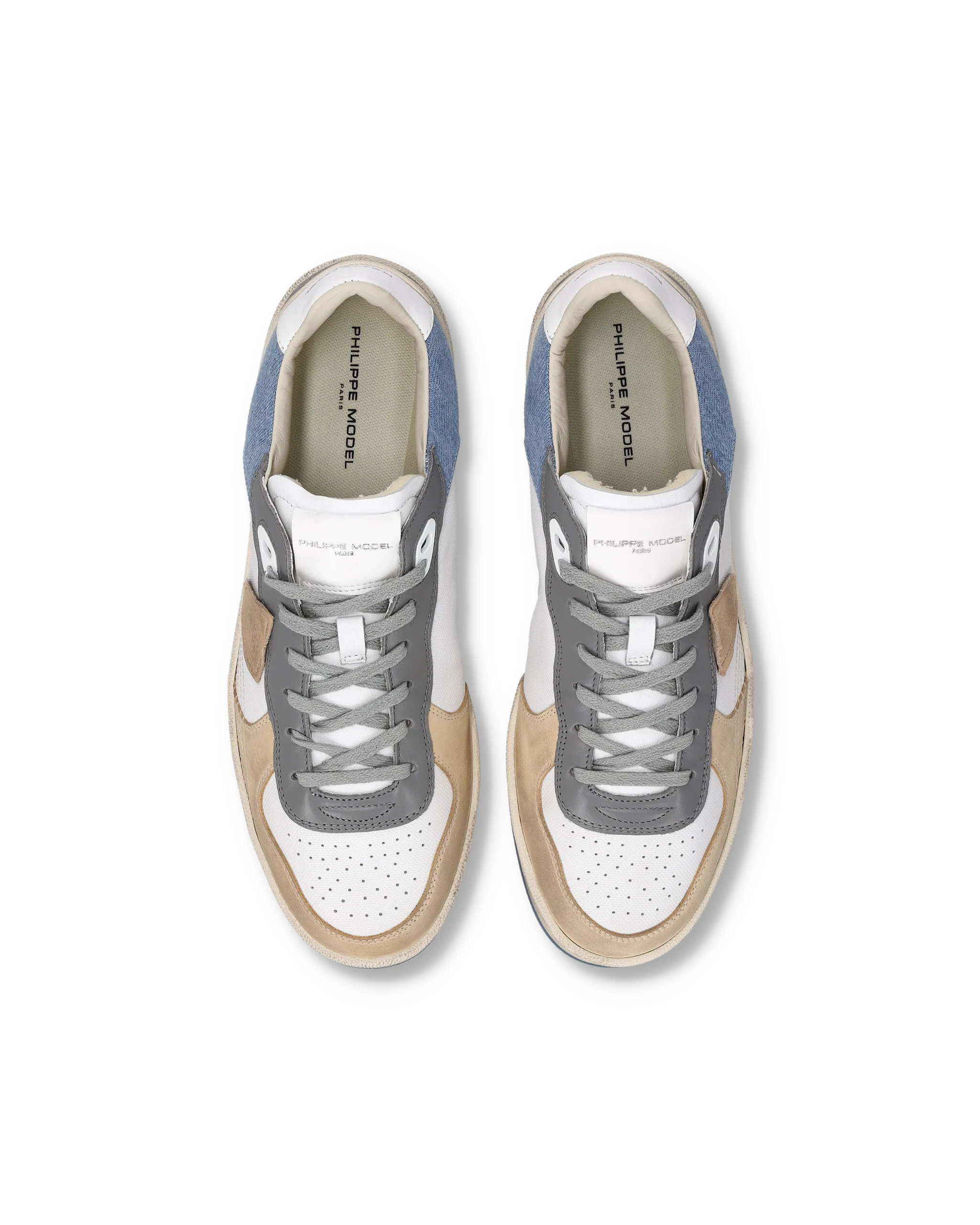 Sneakers Pgal Men, White Light Blue Denim - Image 4