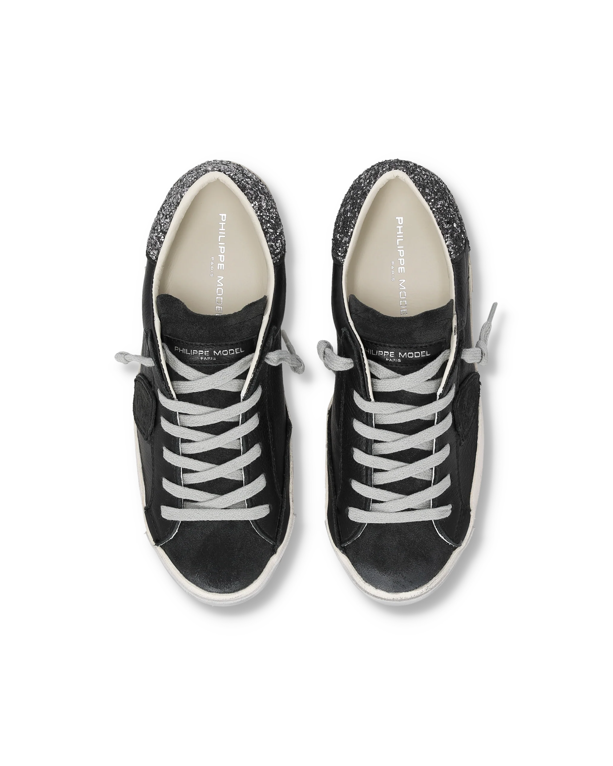 Sneakers Prsx Women with Glitter heel tab, Black Grey - Image 4