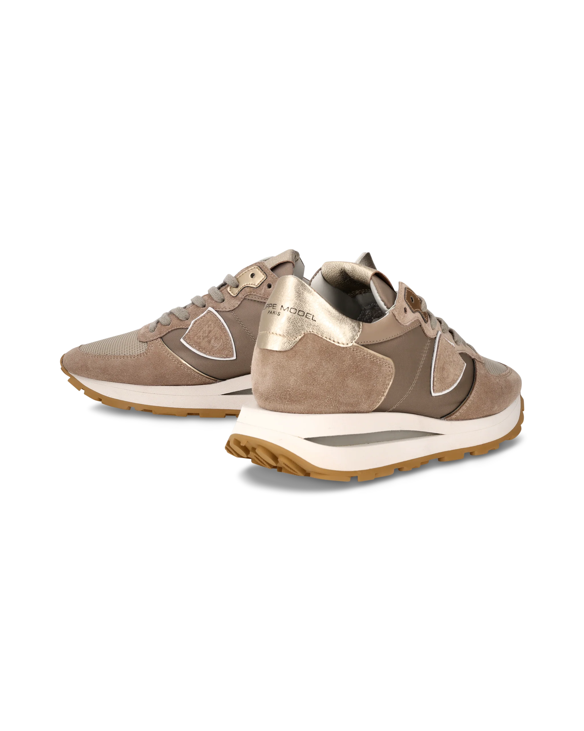 Sneakers Tropez Haute Running Women with metallic leather, Beige - Image 6