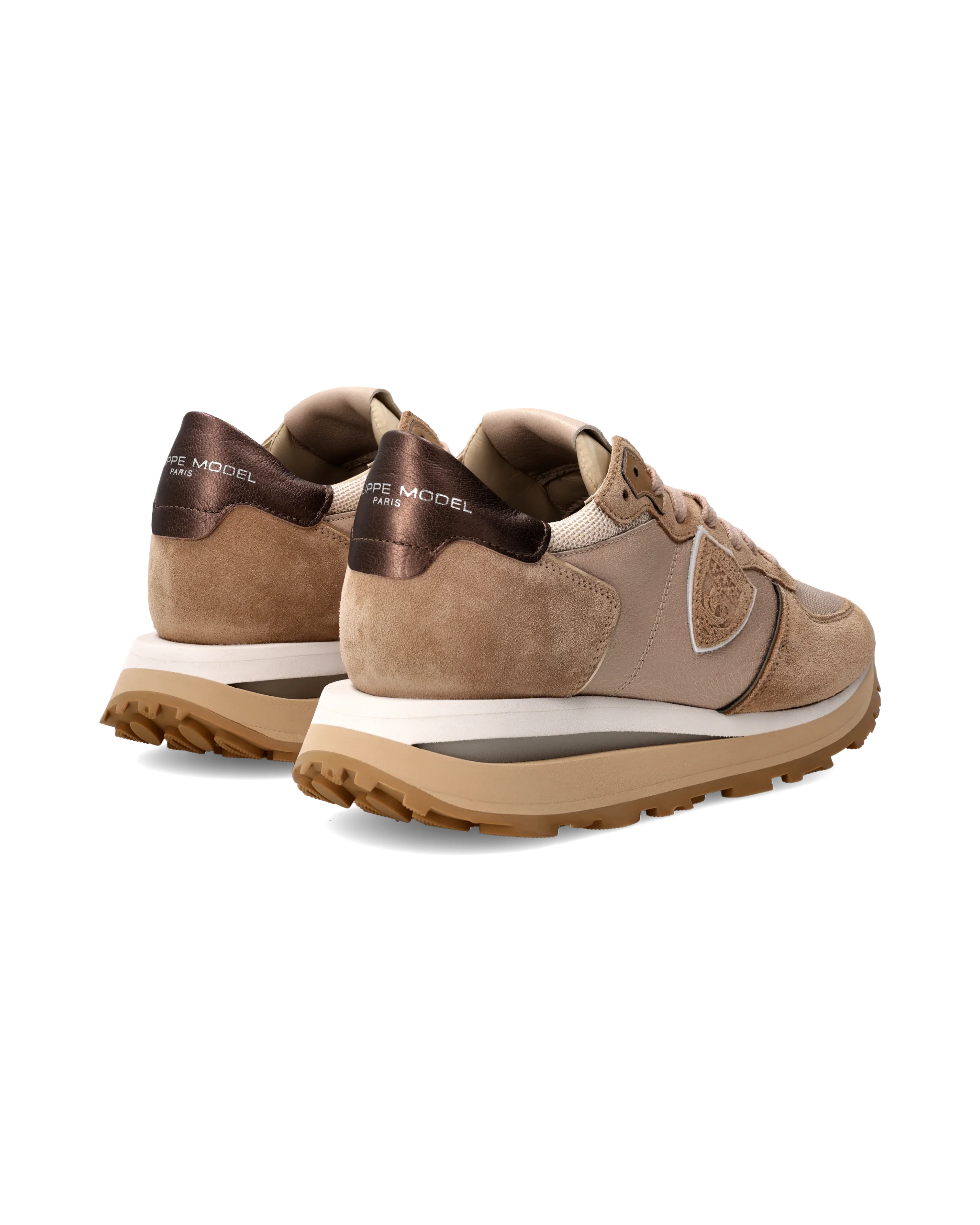 Sneakers Tropez Haute Running Women with metalic touches, Beige - Image 3