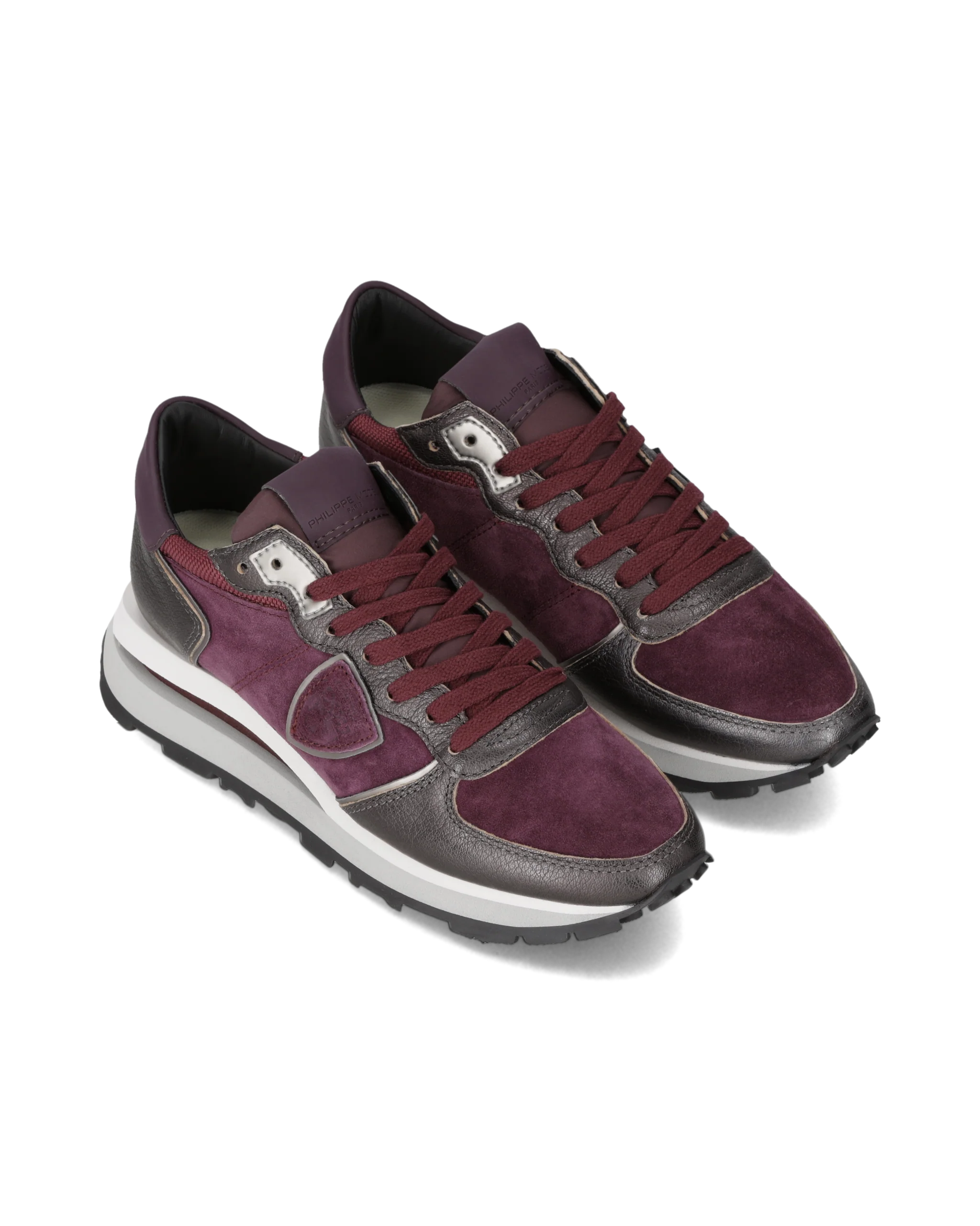 Sneakers Tropez Haute Running Women with Faux Fur Lining, Burgundy Grey - Image 2