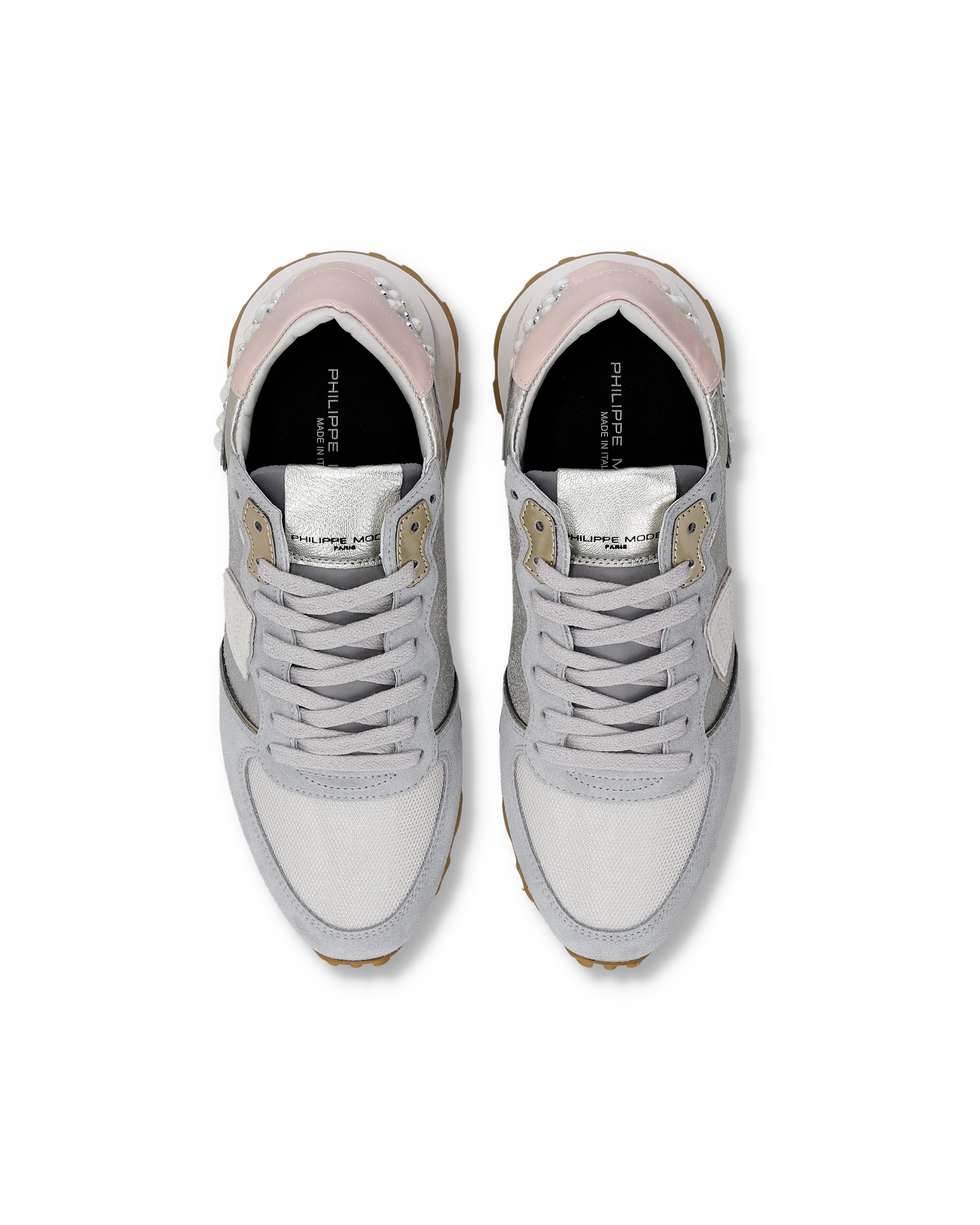 Sneakers Tropez Haute Running Women, Pink Silver with Pearls - Image 4