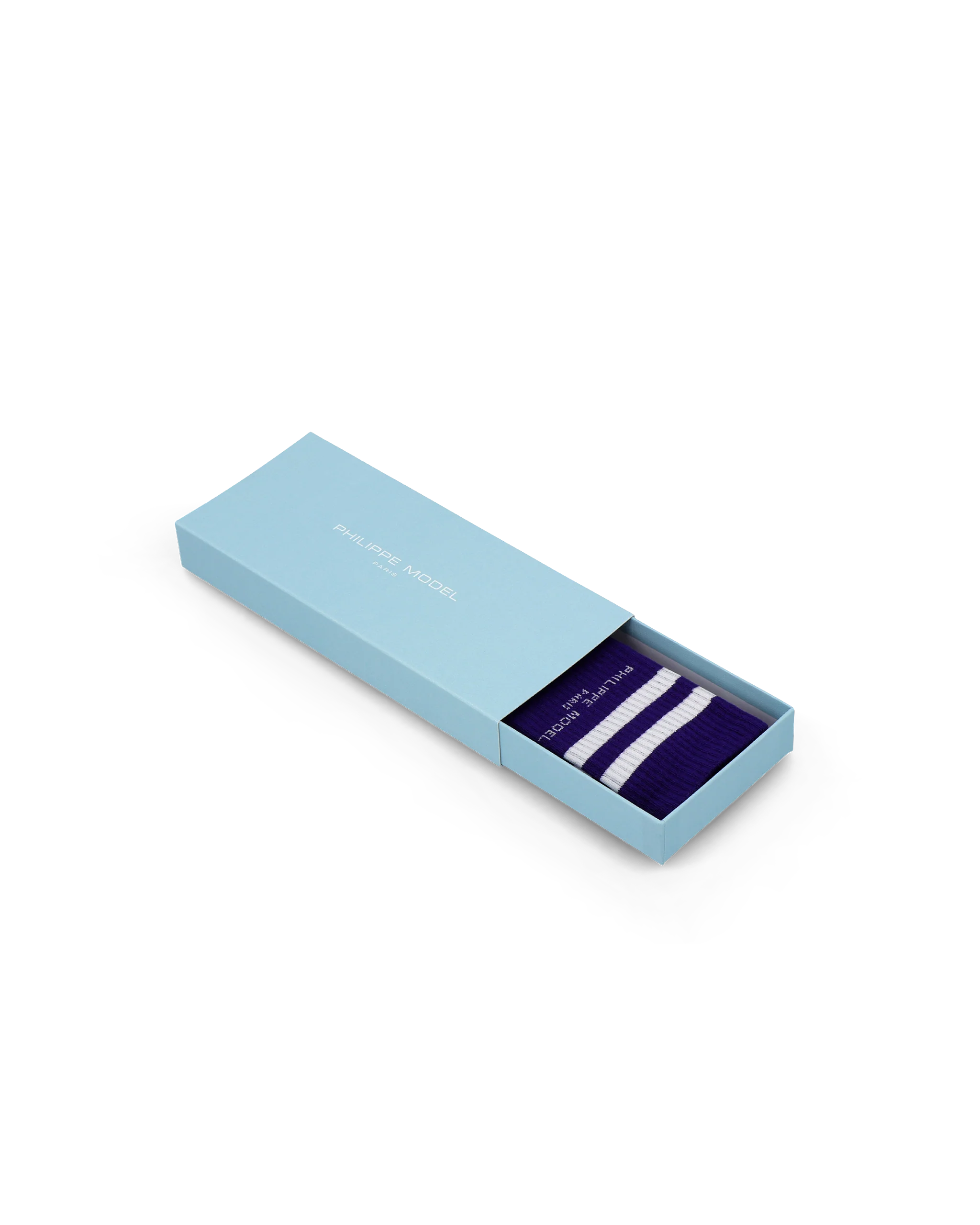Socks in Cotton, Purple White - Image 2