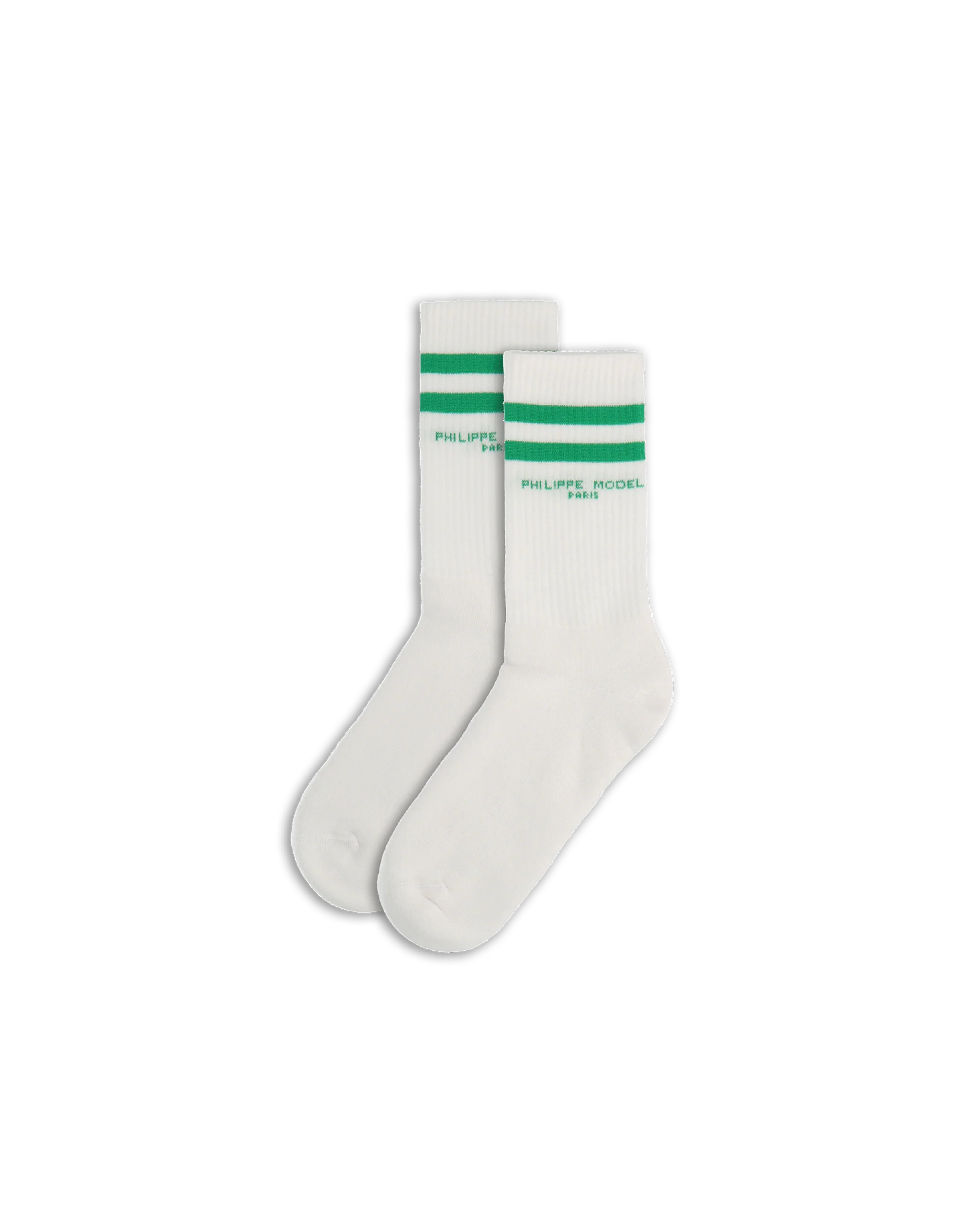 Socks in Cotton, White Green